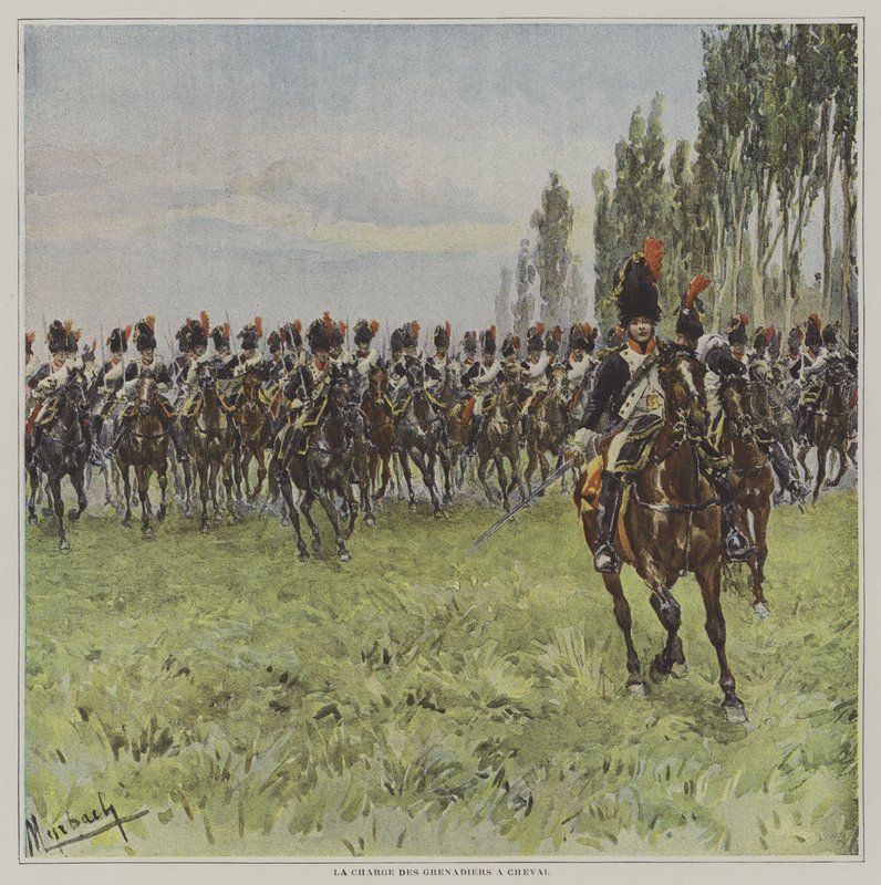 Útok koňských granátníků od after Felicien baron de Myrbach Rheinfeld