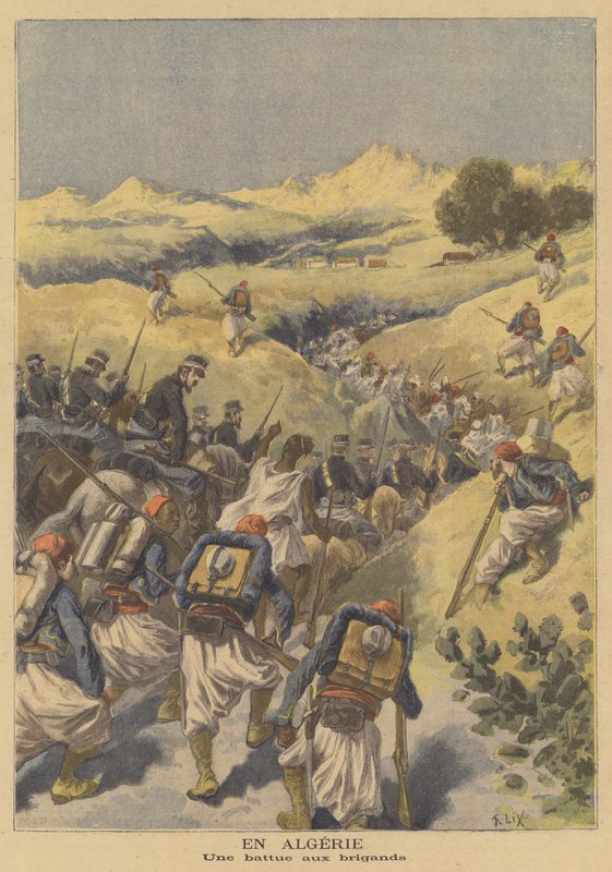 Francouzské jednotky loví v Alžírsku bandity od after Frederic Theodore Lix