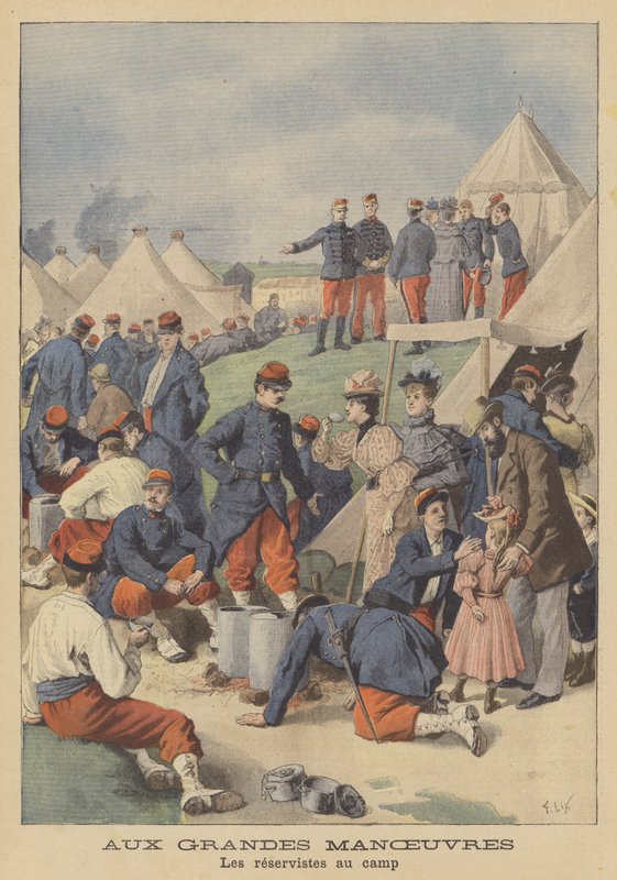 Záložáci v táboře během velkých manévrů francouzské armády od after Frederic Theodore Lix