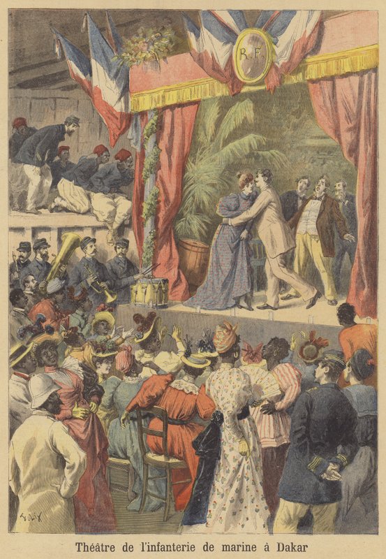 Divadlo francouzských námořníků v Dakaru, Senegal od after Frederic Theodore Lix