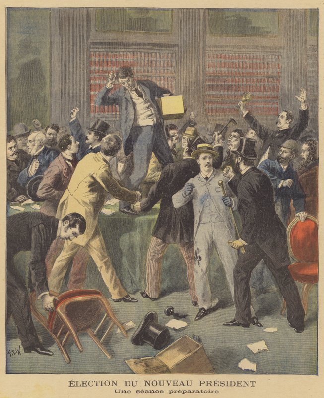 Neukázněné scény, kdy francouzští poslanci diskutují o volbě nového prezidenta od after Frederic Theodore Lix