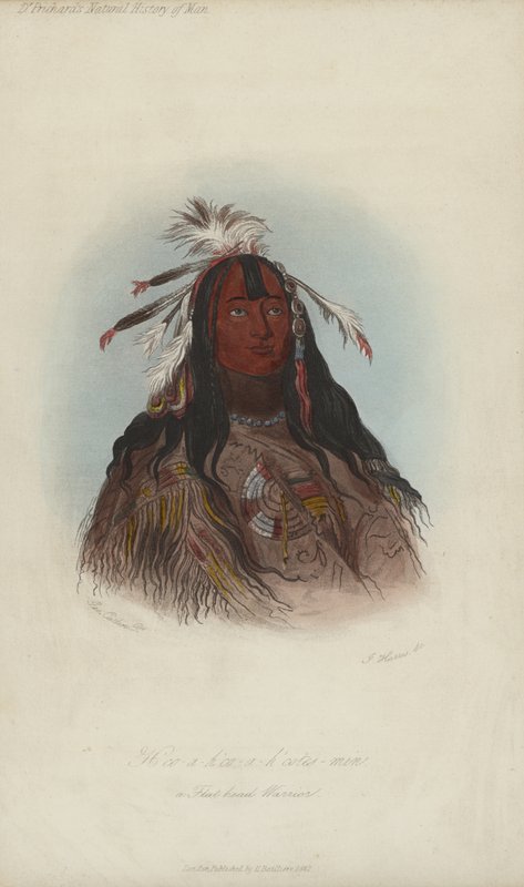 H?co-a-h?co-a-h?cotes-min, A Flat Head Warrior (akvatinta) od after George Catlin