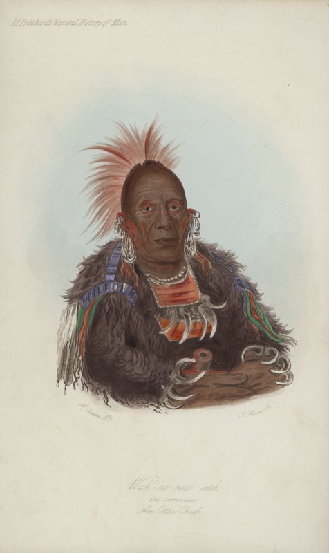 Wah-ro-nee sah, The Surrounder, An Ottoe Chief (akvatinta) od after George Catlin