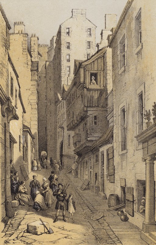 Fleshmarket Close, Edinburgh (chromolitho) od after George Cattermole