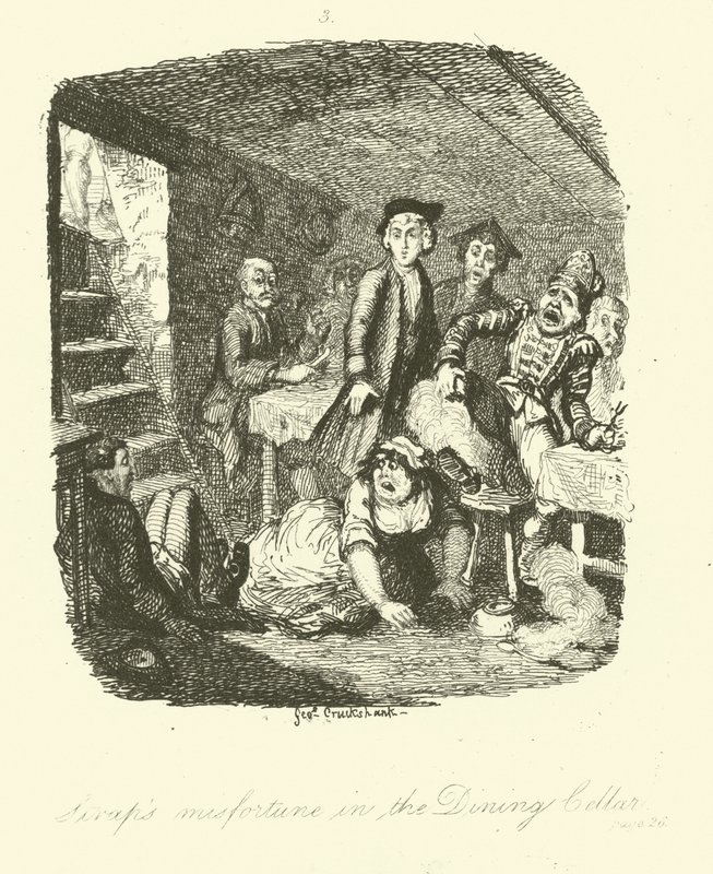 Ilustrace pro Roderick Random od Tobiase Smolletta od after George Cruikshank