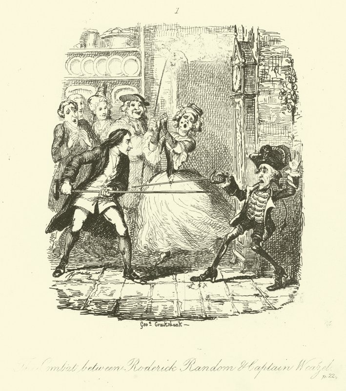 Ilustrace pro Roderick Random od Tobiase Smolletta od after George Cruikshank