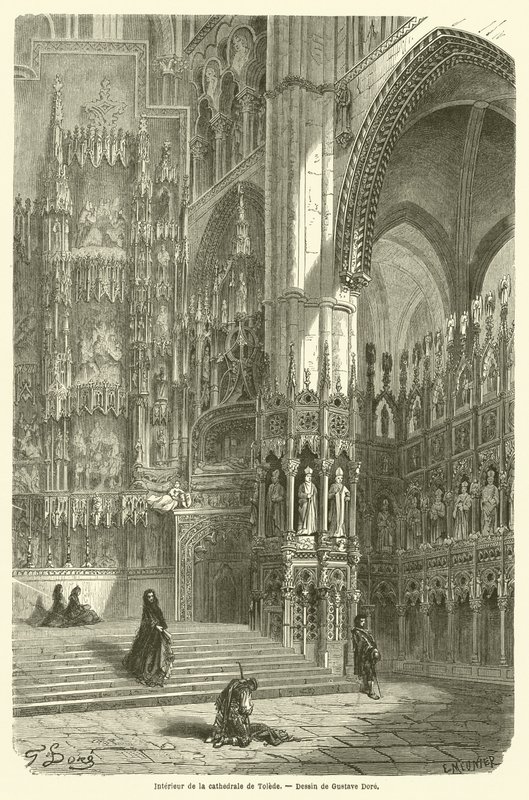 Interiér katedrály de Tolede od Gustave after Dore