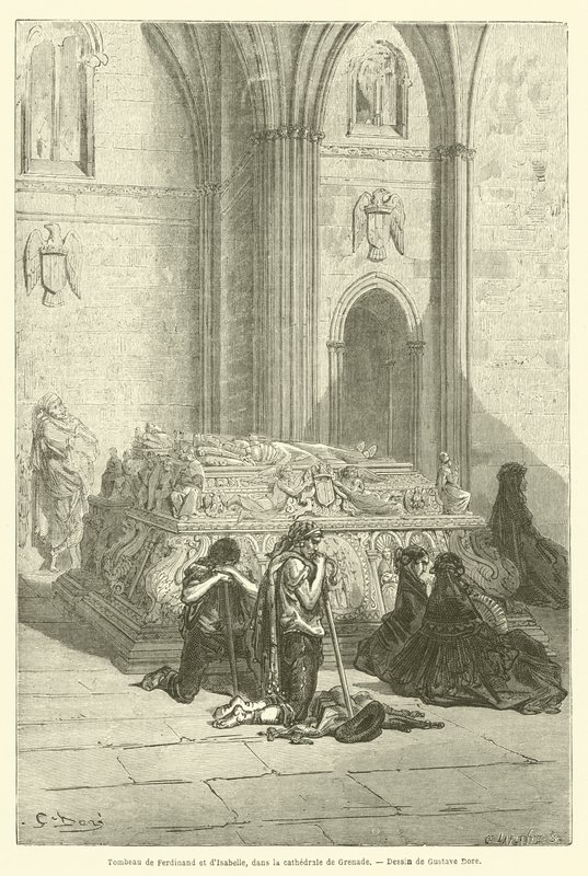 Hrob Ferdinanda a Isabelly, v katedrále Granada od Gustave after Dore