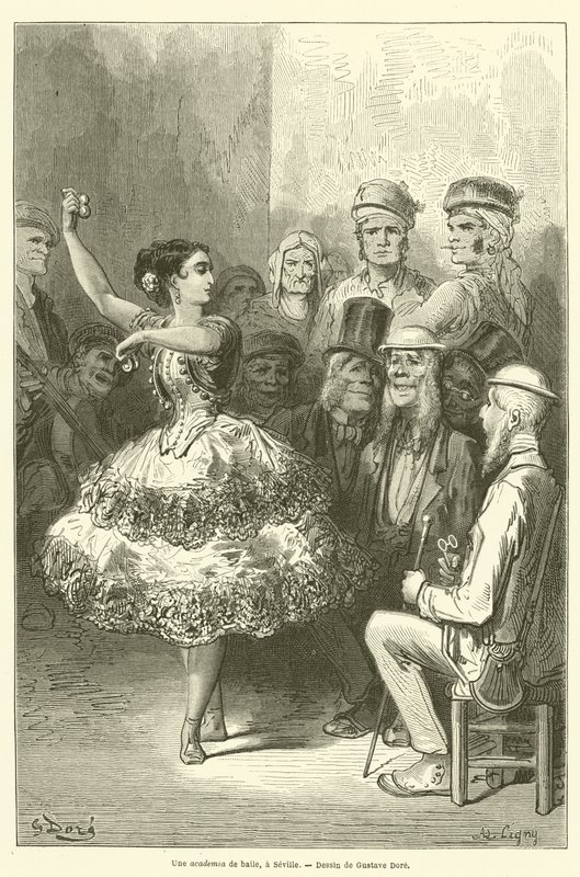 Taneční akademie v Seville od Gustave after Dore