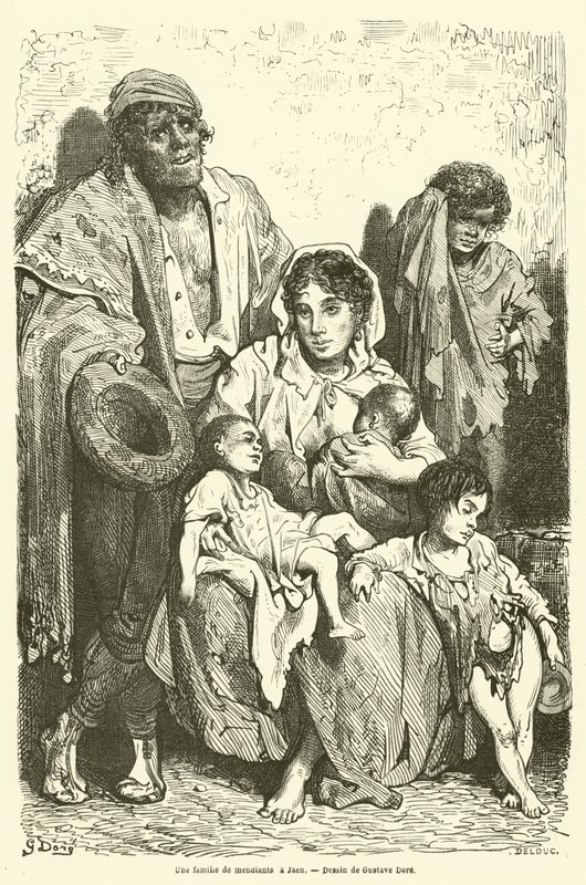 Rodina žebráků v Jaen od Gustave after Dore