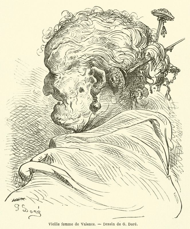Stará žena z Valencie od Gustave after Dore