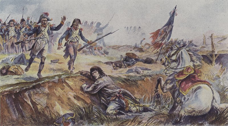 Napoleon svržen z koně v bitvě u Arcole, Itálie, 1796 od after Henri Georges Jacques Chartier