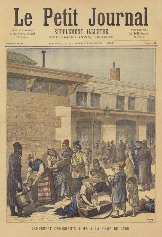 Tábořiště židovských emigrantů do Ameriky na Gare de Lyon od after Henri Meyer