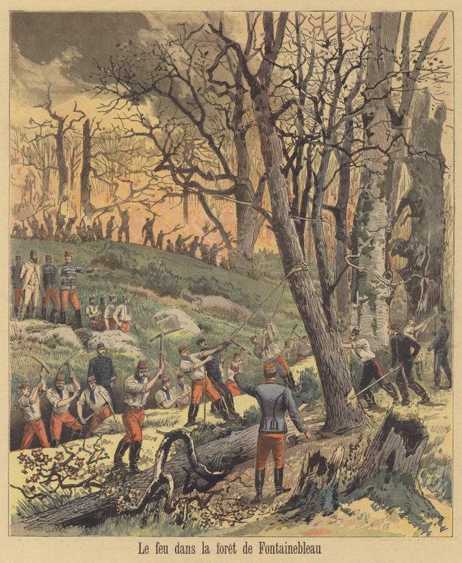 Požár v lese Fontainebleau od after Henri Meyer
