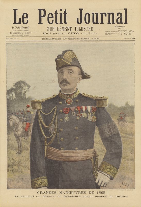 Velké manévry francouzské armády z roku 1895. Generál Le Mouton de Boisdeffre od after Henri Meyer