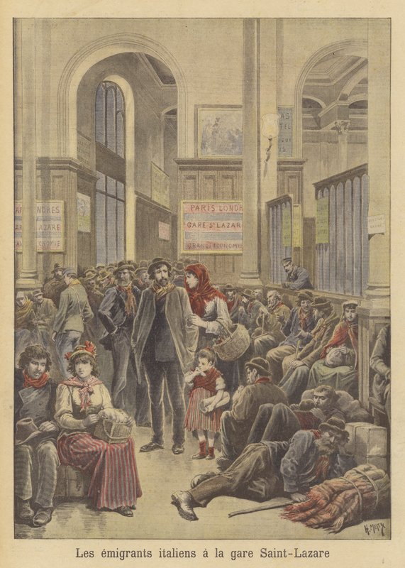 Italští emigranti do Ameriky na Gare Saint-Lazare od after Henri Meyer