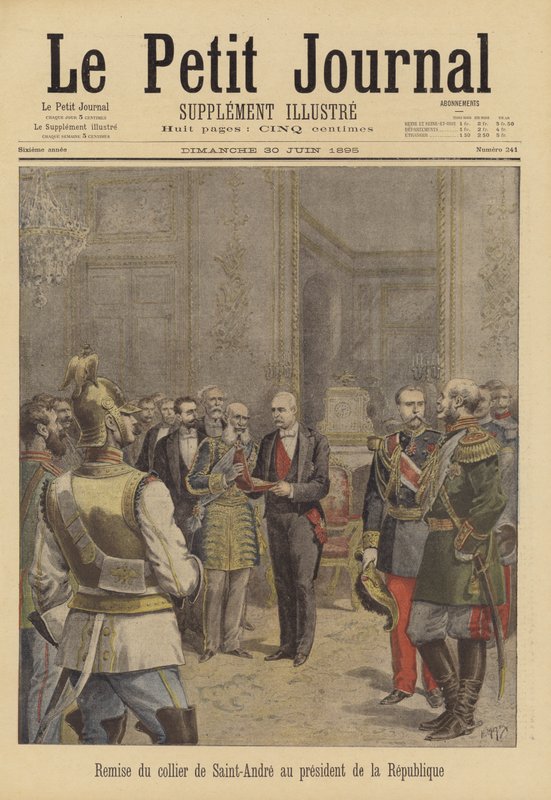 Francouzský prezident Faure přebírá od ruského velvyslance Řád svatého Ondřeje od after Henri Meyer