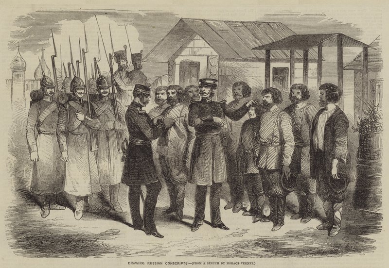 Kreslení ruských branců od after Horace Vernet