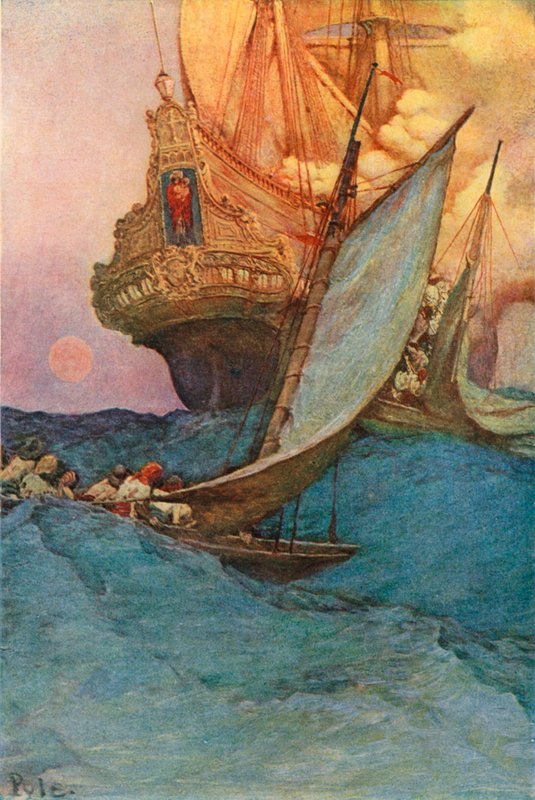 Útok na galeonu od after Howard Pyle