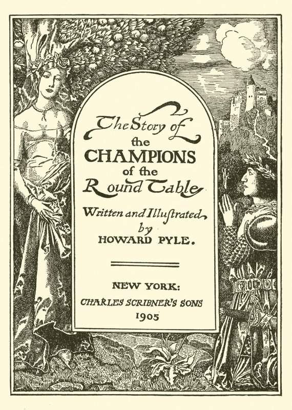 Titulní strana knihy Příběh mistrů kulatého stolu od after Howard Pyle