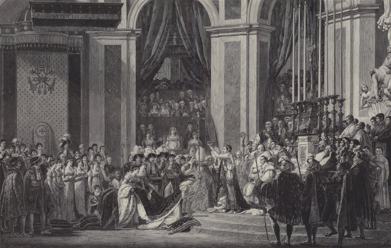 Korunovace Napoleona francouzským císařem v Notre Dame de Paris, 1804 od after Jacques Louis David