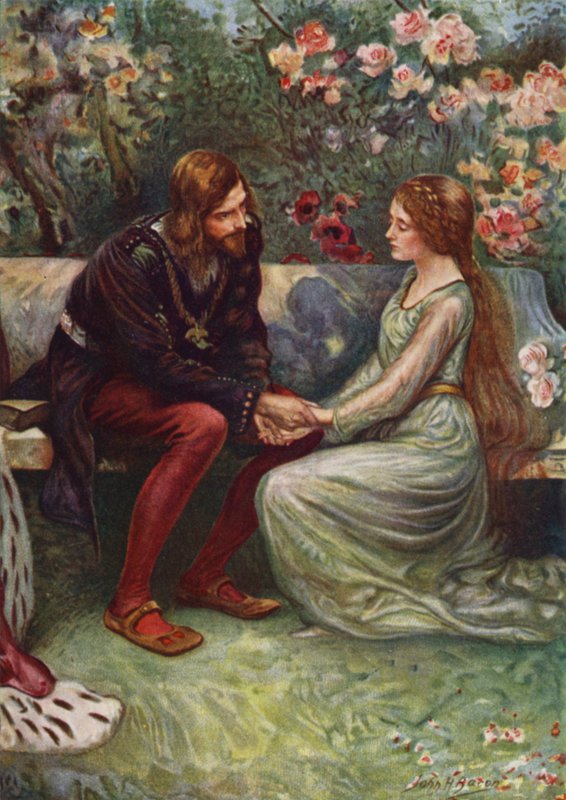 Princ Henry a Elsie v zahradě od after John Henry Frederick Bacon