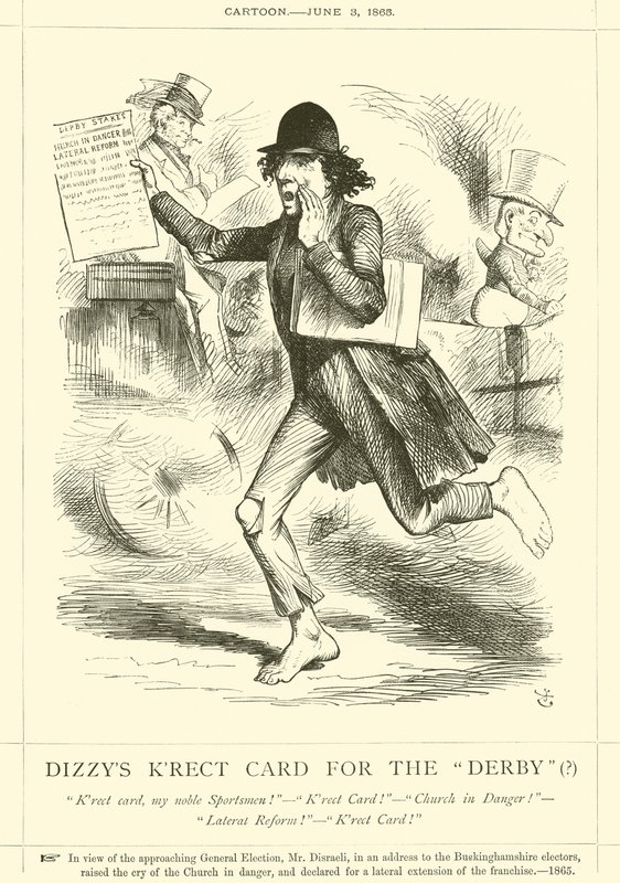 Dizzys Krect Card pro Derby(?) od after John Tenniel