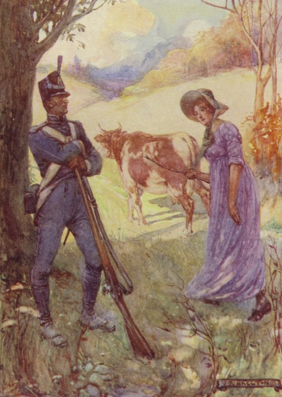 Laura Secordová před ní řídila krávu a minula Americké hlídky od after Joseph Ratcliffe Skelton