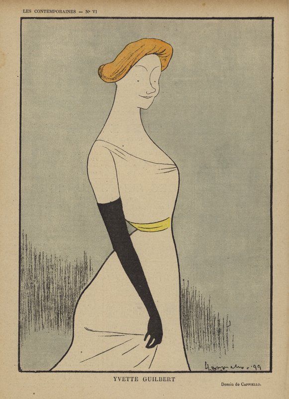 Yvette Guilbert, ilustrace pro Le Rire od after Leonetto Cappiello
