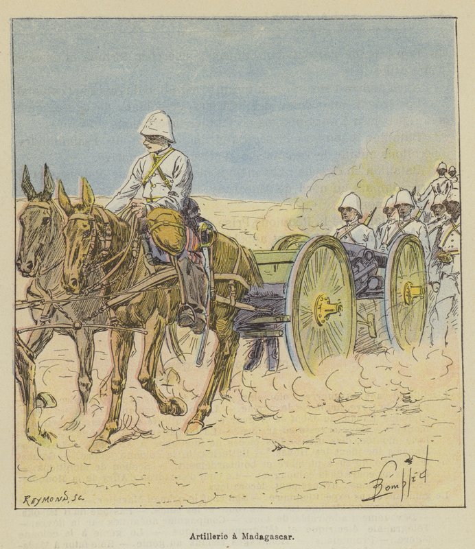 Dělostřelectvo na Madagaskaru od after Louis Charles Bombled