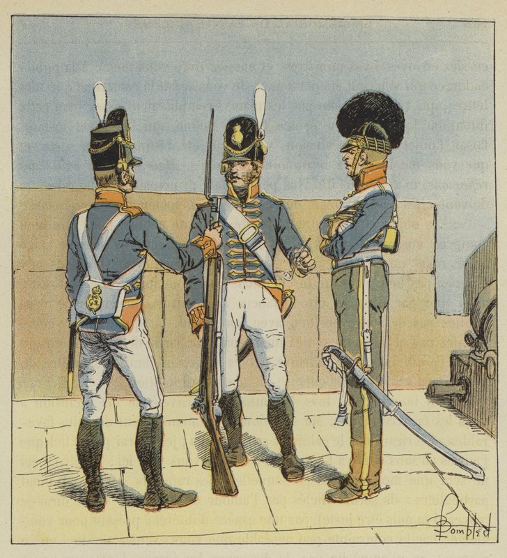 Anglické dělostřelectvo, Pěšky, Na koni od after Louis Charles Bombled