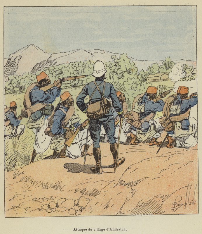 Útok na vesnici Andratra od after Louis Charles Bombled
