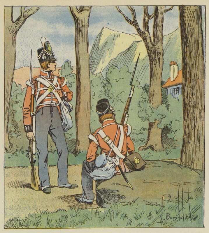 Tady zaujali své místo dva angličtí vojáci, aby nás sledovali od after Louis Charles Bombled