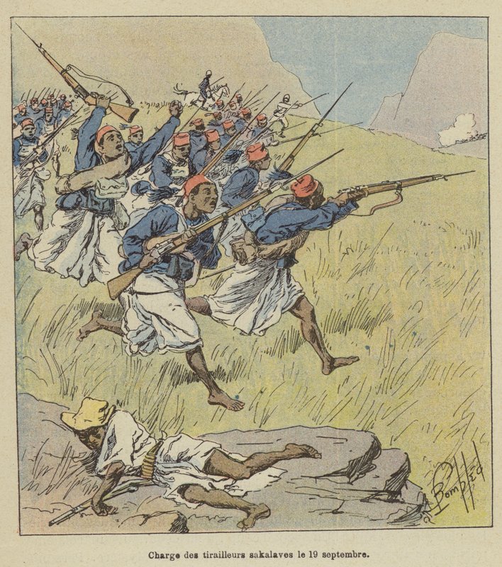 Obvinění sakalaviských šarvanců 19. září od after Louis Charles Bombled