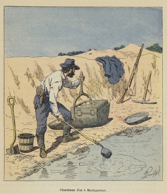 Gold Researcher na Madagaskaru od after Louis Charles Bombled