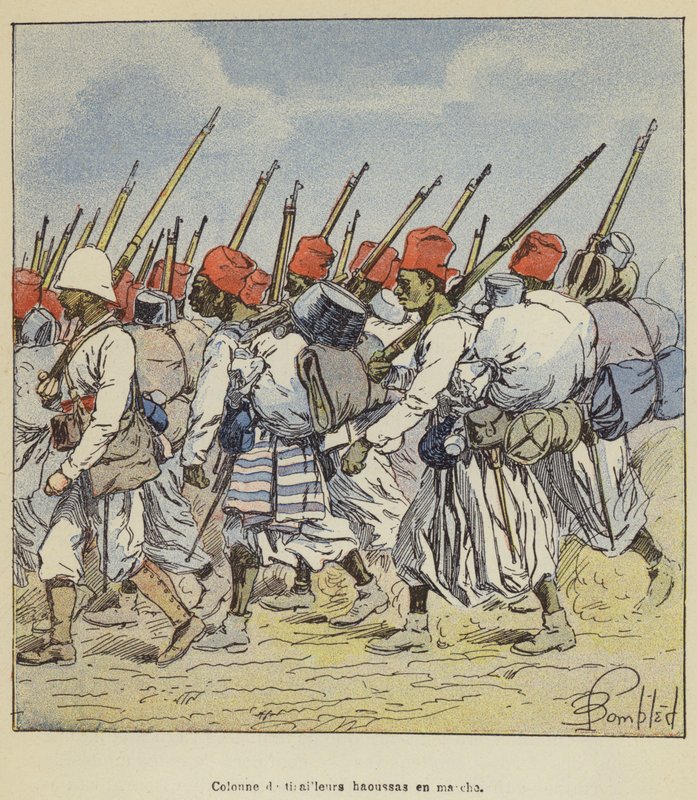 Kolona hauských šarvanců na pochodu od after Louis Charles Bombled