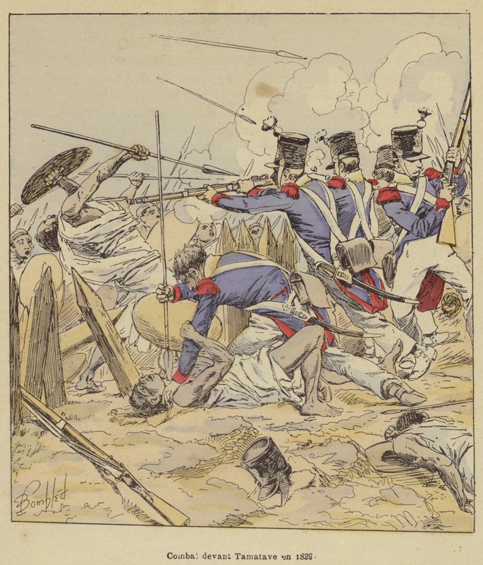 Bojujte před Tamatave v roce 1829 od after Louis Charles Bombled