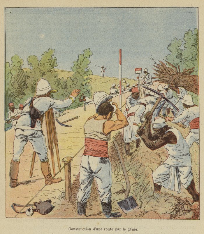 Stavba silnice inženýrem od after Louis Charles Bombled