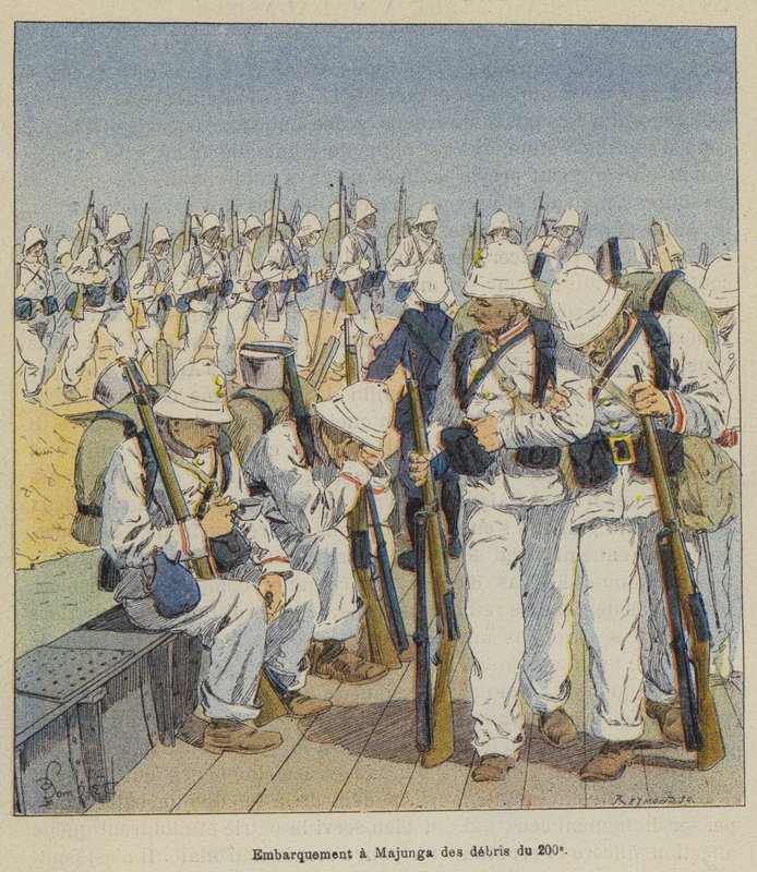 Nalodění trosek z 200. v Majunga od after Louis Charles Bombled