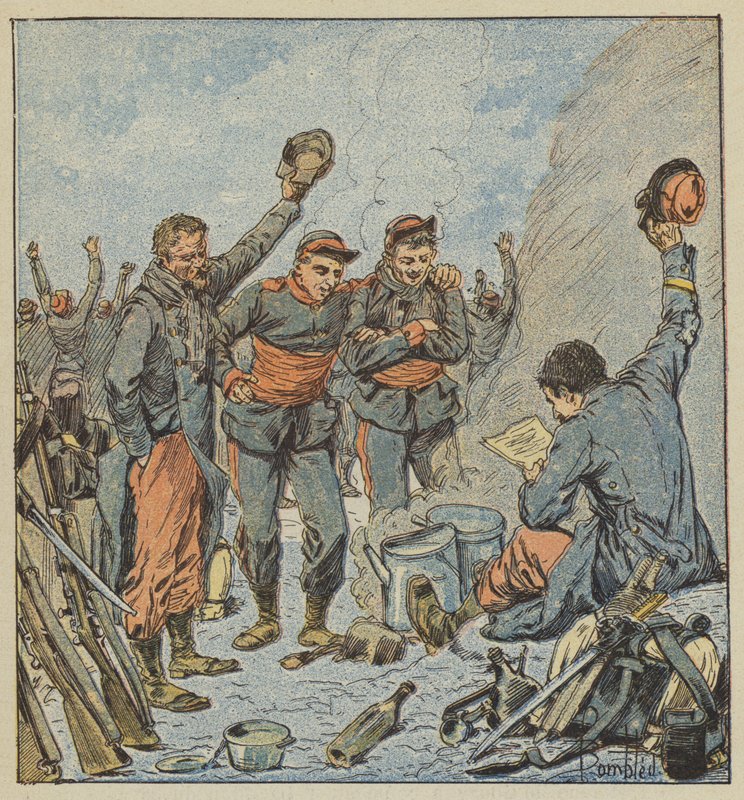 Nadšení vojáků při oznámení vítězného odchodu generála Ducrota od after Louis Charles Bombled
