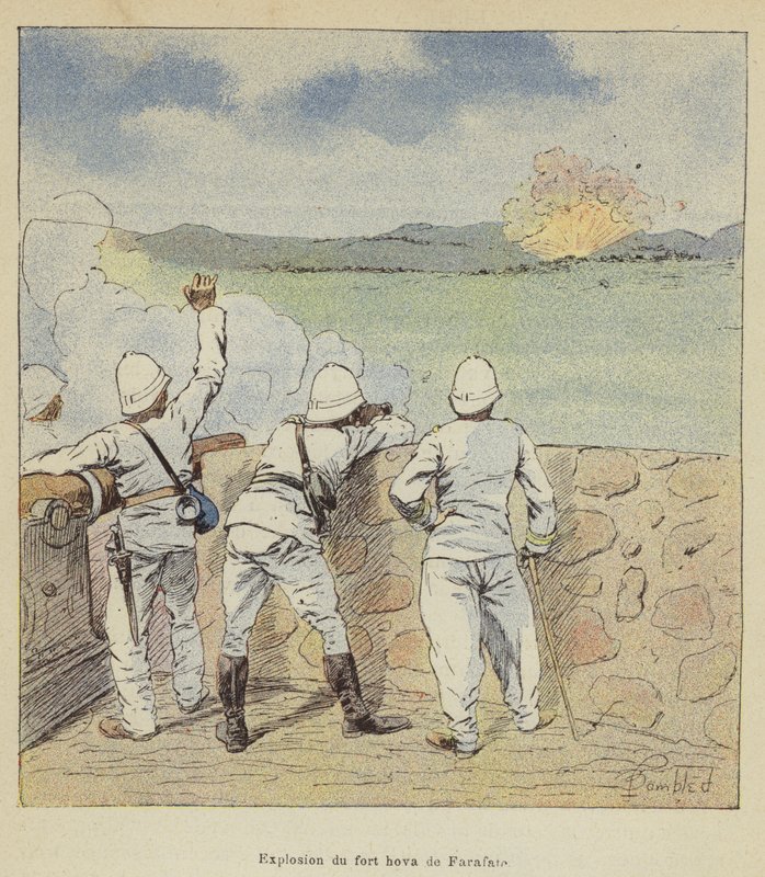 Exploze pevnosti hova Farafate od after Louis Charles Bombled