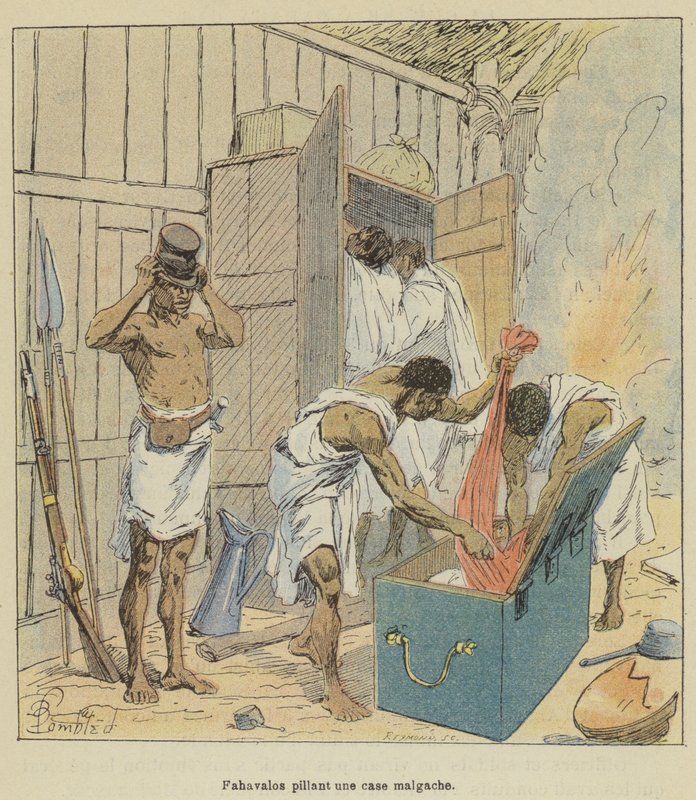 Fahavalos hází malgašskou krabici od after Louis Charles Bombled