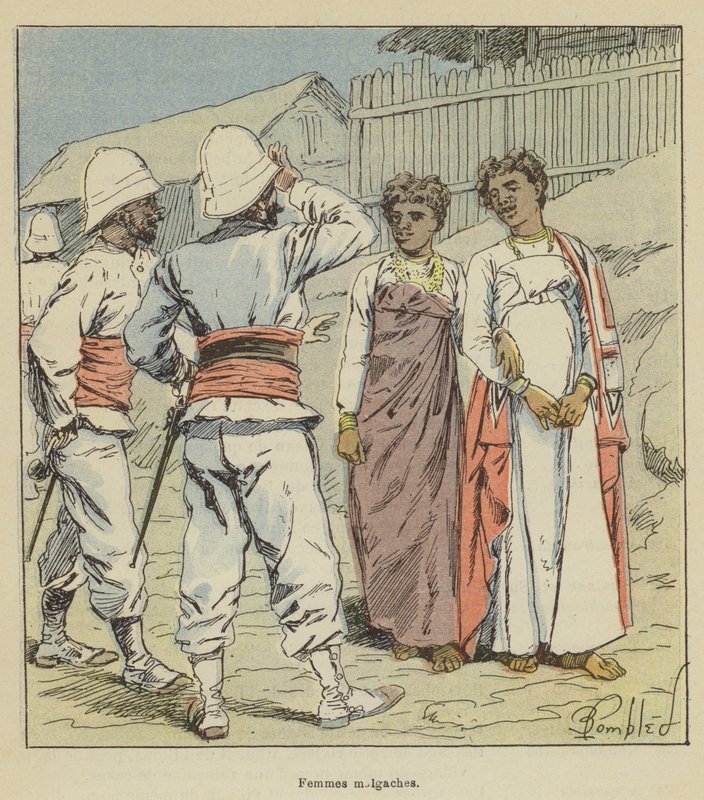 Madagaskarské ženy od after Louis Charles Bombled