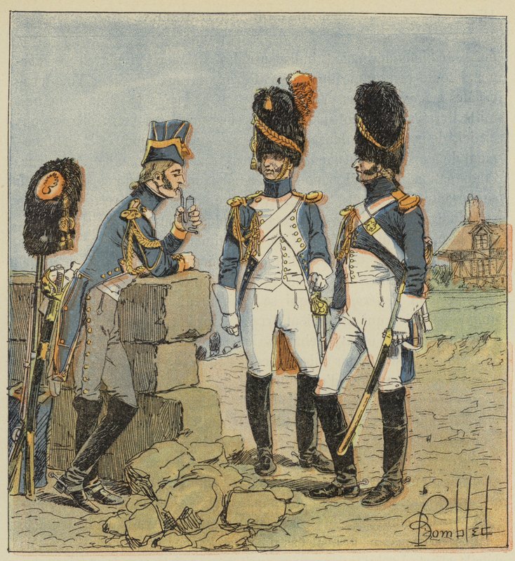 Císařská garda, Granátníci, Svléknout se, Celé šaty, Venkovské šaty od after Louis Charles Bombled