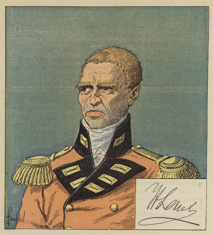 Hudson Lowe z kresby v Národní knihovně, Loweův podpis od after Louis Charles Bombled