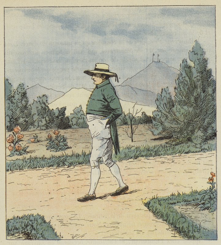 Císař dorazil do zahrady, kde provedl několik triků, sám od after Louis Charles Bombled