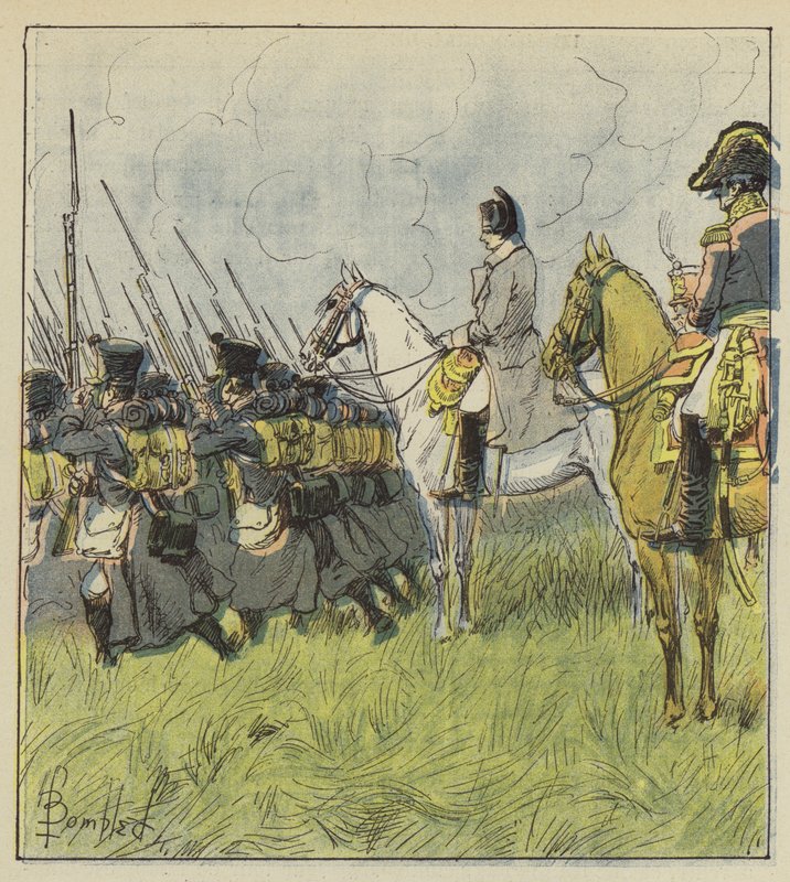 Císař uvažuje o svých brancích v bitvě od after Louis Charles Bombled