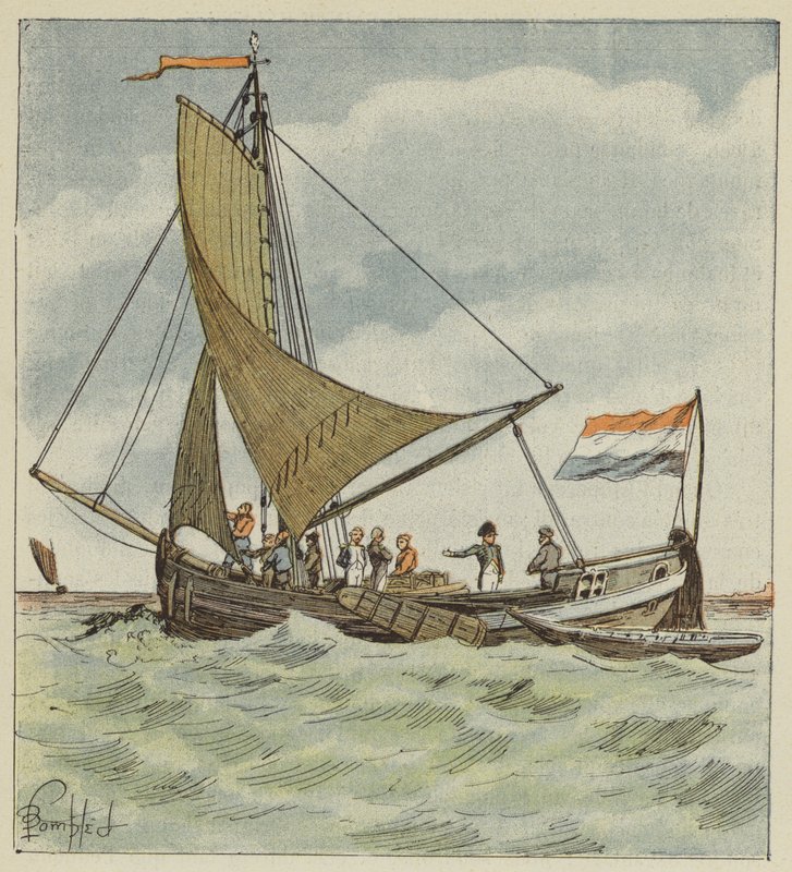 Císař daruje loď holandskému pilotovi od after Louis Charles Bombled