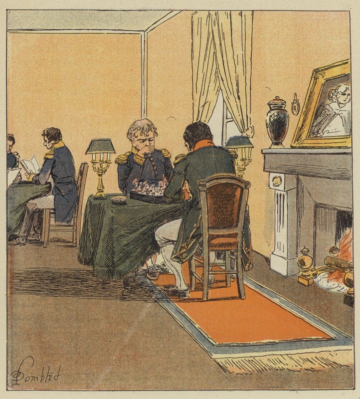 Císař hraje šachy s Velkým maršálem od after Louis Charles Bombled