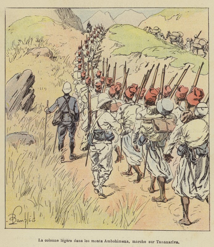 Světelný sloup v pohoří Ambohimena, pochodující na Antananarivo od after Louis Charles Bombled